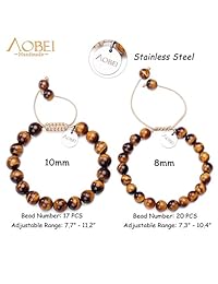 2 pulseras de cuentas de piedras preciosas de 0.315 in   0.394 in, cuentas redondas de macramé, joyería ajustable para hombres y mujeres.