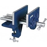 Groz 6-Inch Portable Woodworking Vise, Dual Mount Bench Clamp or Bolt-Down, Cast Iron with Toe-In Jaws and Chrome-Plated Screw, for Woodworkers and DIY (39006)