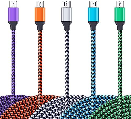 Mirco USB Cable 6FT, HUHUTA 5 Pack High Speed 2.0 USB A Male to Micro USB Sync &amp; Charging Nylon Braided Android Charger Cable for Samsung S7/S6, HTC, Nexus &amp; Other Android Devices