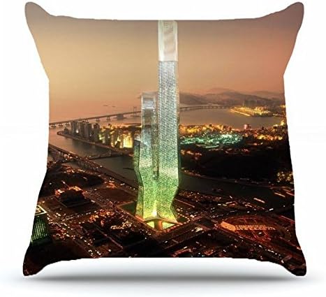 Hubery Throw Pillowcase 18 X 18 Inches 100% Cotton Pillowcases Decorative Cushion Covers with Hidden Zipper Decor - City City For Bedding Room