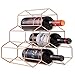 DCIGNA Metal Wine Rack Free Standing, Tabletop Gold Wine Rack, Countertop Wine Bottle Holder - Metal Brushed Gold and Geometric Design for Wine Cellar Bar Cabinet (Gold - 6 Bottles)