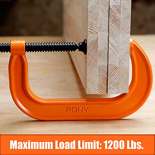Pony 6in CClamp Set, Clamps for Woodworking,1200lbs Load Limit, Ideal