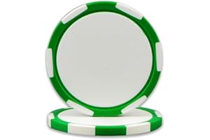 DA VINCI 6-Stripe Clay Composite 11.5 gram Poker Chips, 100 Blank Chips for Direct UV Print (Green)