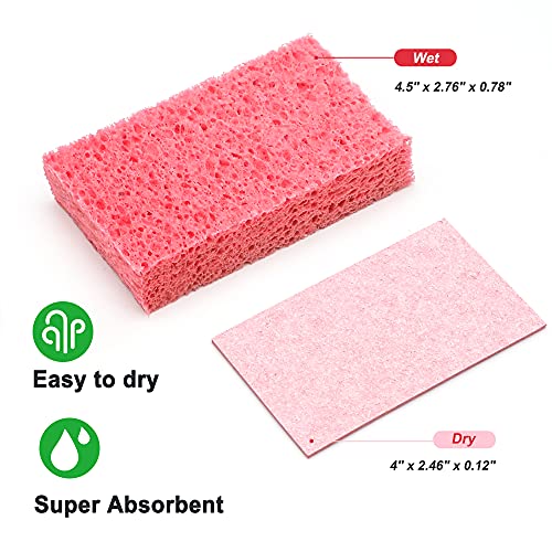 ARCLIBER Cellulose Sponges,Heavy Duty Scrub Kitchen Sponge,Clean Tough Messes Without Scratching Sponges Kitchen,Pop Up Eco Sponges DIY (6 Pack)