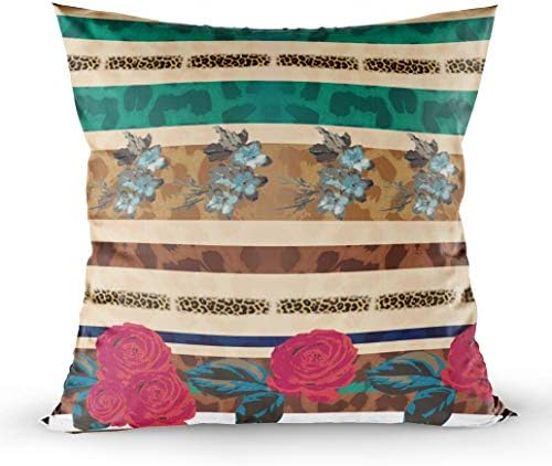 Shorping Throw Pillows for Couch, Zippered Covers Pillowcases 20X20Inch Throw Pillow Covers Leopard Pattern Print Animal Print Flowers for Home Sofa Bedding