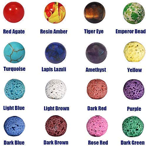 Lava Bead Kit, 600 Pcs Lava Beads Stone Rock Beads Kit Set for Essential Oils Jewelry Making by Afantti