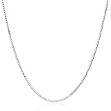Jewelry 925 Sterling Silver Box Chain Necklace Accessory Chain Matching Necklace, 16" - 32" (1mm Silver Box Chain 16'')