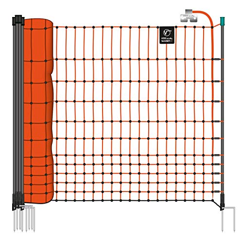 VOSS.farming farmNET 50m Elektronetz 112cm Hühnernetz Geflügelnetz Hühnerzaun Geflügelzaun 16 Pfähle 2 Spitzen orange – Bild 5