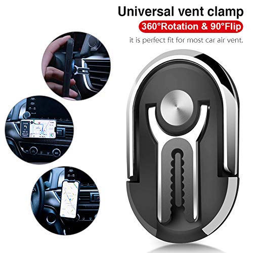 Phone Ring Holder - Sanp Three-in-one Multipurpose Mobile Phone Bracket Holder Stand 360 Degree Rotation & 90°Flip for Car Home, Multiple-Angle Car Phone Mount (Black) - Thumbnail 7