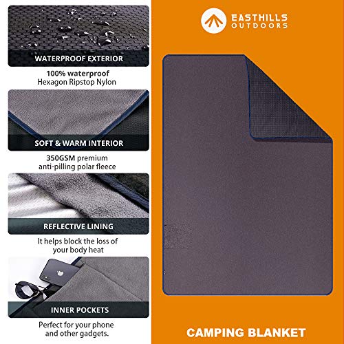 Easthills Outdoors Mammoth Extreme Weather 100% Waterproof/Windproof Outdoor Blanket, Extra Large Camping Blanket and Stadium Blanket with Premium Stuff Sack
