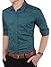YTD Mens 100% Cotton Casual Slim Fit Long Sleeve Button Down Printed Dress Shirts US M Green