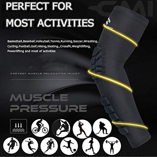 HOPEFORTH 1PC Elbow Sleeve Padded Compression Arm Forearm Guard Sports Shooter Sleeves Protective Pads Support for Football Basketball Volleyball Baseball Softball Tennis Cycling Outdoor - Thumbnail 6