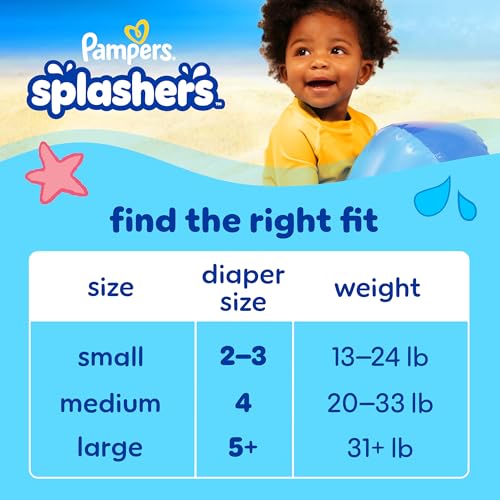 PAMPERS SWIM DIAPERS – SPLASHERS – SIZE 2-3, 20 COUNT, GAP-FREE DISPOSABLE BABY SWIMMING PANTS