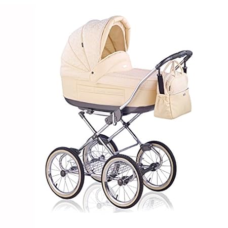 12 teiliges Klassisches Qualitäts-Kinderwagenset 2 in 1 Roan 'MARITA PRESTIGE': Kinderwagen + Buggy + Sonnenschirm + Chromges