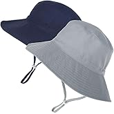 MaxNova Baby Sun Hat Toddler Summer UPF 50+ Baby Girl Bucket Hat Wide Brim Beach Hats for Baby Boys 0-7 Years 2pack
