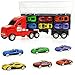 Big Mo's Toys Boys Truck - Transport Carrier Truck with Detachable Cab & Trailer and 6 Cars - Boy Gift Toy