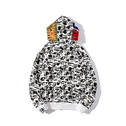 EXXE&OYYO Men's Shark Hoodie,Cotton Material Shark