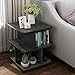 Tribesigns Modern Side End Table for Living Room, 3 Tier Bedside Table Night Stand with Wheels and Storage Shelf for Bed Room,Black