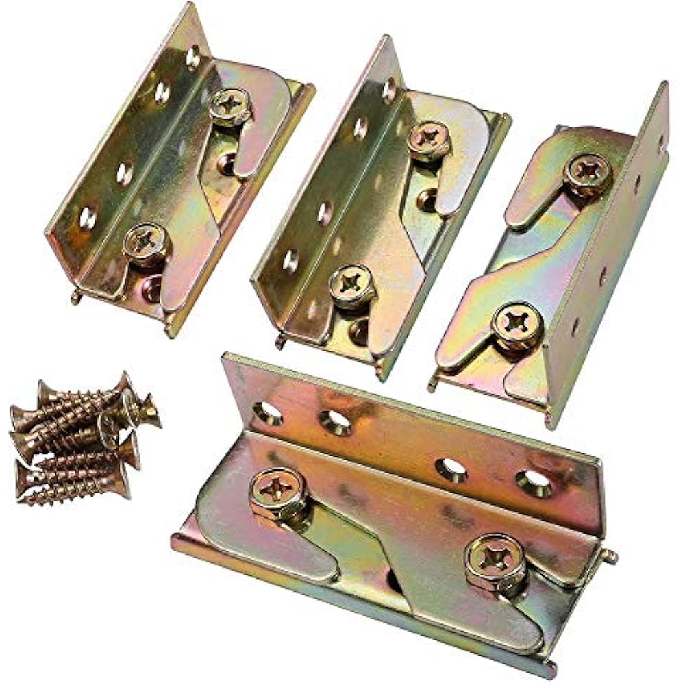 Bed Rail Brackets Fittings Heavy Duty NonMortise Set Of 4 (Screws