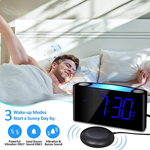 Extra Loud Vibrating Alarm Clock with Bed Shaker,Digital Bedroom Clock