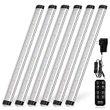LED Under Cabinet Lighting with Remote Control - Albrillo Dimmable Under Counter Lights for Kitchen Shelf Cupboard, Closet Light Strip Natural White 4000K, 6 Pack