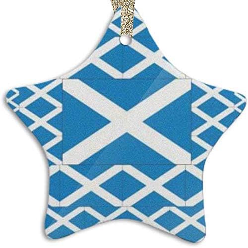 SISIDIER Scotland Flag Ornament (Star) Personalized ceramic Holiday Christmas Ornament Ideas 2019