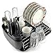 Dish Drying Rack for Kitchen - Dish Draining Set with Drain Board - 4 Cups Cutlery Knives Holding Attachments - Rustproof Stainless Steel Wire Drainer