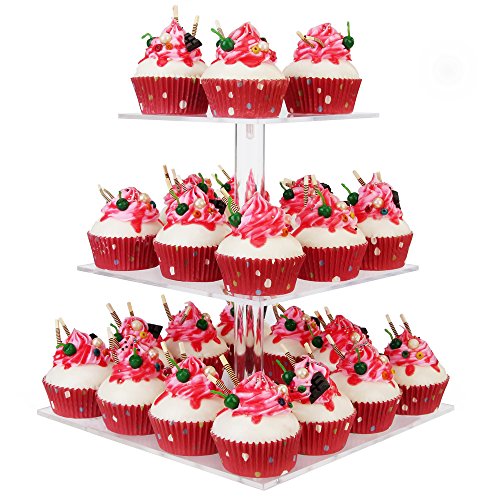 image for YestBuy 3 Tier Maypole Square Wedding Party Tree Tower Acrylic Cupcake