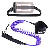 Premium 10’ SUP Leash, Paddle Leash Coiled Swivel Ankle Cuff for Standup Paddle Boarding and Surfboarding Surfing (Purple)