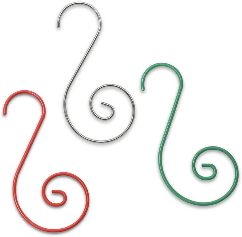 Ornament Hooks - CUALFEC Christmas Ornaments Hooks Christmas Tree Hanger Great for Christmas Tree Decoration - 120 / Silver, Green, Red