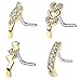 BodyJ4You 4-Pack 20G 0.8mm Nose Ring L-Shape Bend Stud Screw Goldtone Crawler Surgical Steel Nostril Set