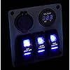 Proelectric-Blue-LED-Light-1-Waterproof-MarineBoat-Car-Switch-Panel-3-Gang-USB-Charger-Voltage-Indicator-Power-Socket-5-pin-On-Off-Rocker-Switch