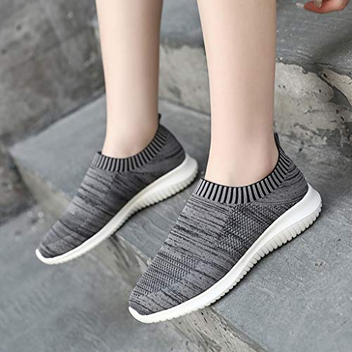 Women's Fashion Sneakers Breathable Mesh Casual Sport Shoes Comfortable Walking Shoes (Gray -5, US:9.0)