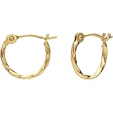 14k Yellow Gold Twisted Round Hoop Earrings