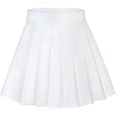 Womens Girl High Waisted Pleated Tennis Skirt A-Line Mini Skirt Uniform Athletic Cheerleader Skirt with Lining Short