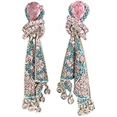 Luxury Tassel Drop Earrings for Women, Colorful Zircon Dangle Earrings with Crystal Rhinestones, Elegant Statement Jewelry for Party & Wedding,a pair