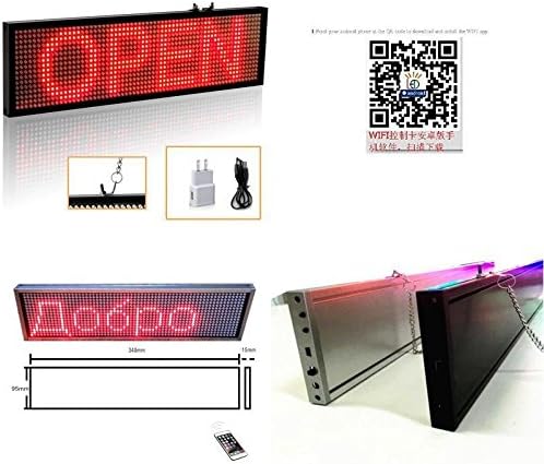 Car LED Sign WIFI APP Bord USB Programmable Message RED Sign 14"X4" inc Scrolling Display Board