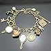 Gold Plated Q&Q Fashion Vintage Fairytale Charms Cinderella Alice in Wonderland Narnia Style Looking Glass Chain Bangle Bracelet