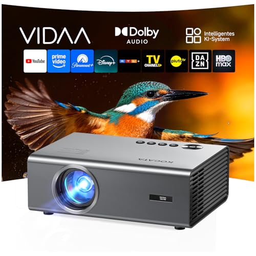 4K Smart Projector with VIDAA, Compatible with Netflix App, Dolby Audio & HDR10+, KOGATA Original AirPlay, Auto Focus, 6D Keystone, WiFi 6 & Bluetooth, Home Cinema Projector for Streaming without TV