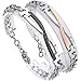 PiercingJ Stainless Steel CZ Love for Men Women Couple Bracelet Link Chain Wrist Matching Set Bangles