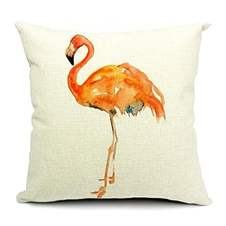 Cozy Life Flamingo Cartoon Character Pillow Covers Yellow Cushion