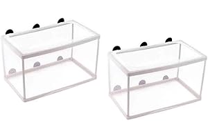 COMOK White Nylon Mesh Fish Fry Hatchery Breeder Box Separation Net w Suction Cups 2Pcs