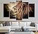 IDECAL 5-Piece Roaring Lion Canvas Print Wall Art Painting Pictures (No Frame), (20 x 40)cm x 2-Piece + (20 x 50)cm x 2-Piece + (20 x 60)cm x 1-Piece