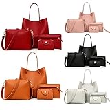 Clearance!4Pcs Women Bags,Todaies Women Pattern Leather Handbag+Crossbody Bag+Messenger Bag+Card Package Pink,Brown,Black,Gray,Red 2018