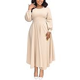 Women's Church Dresses for 2025 Wedding Guest Cocktail Tea Party Long Sleeve A-Line Vintage Evening Graduation Dress