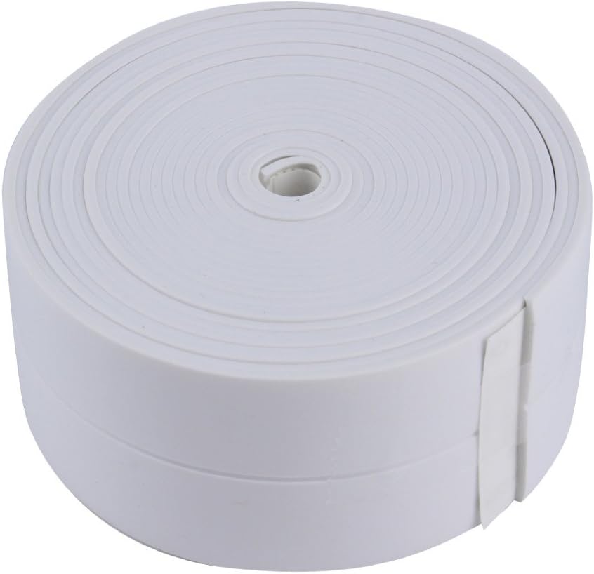 Home Bathroom Bathtub Kitchen Wall Stickers PVC Sealing Strip Protection Decoration Kitchen Sink Bathtub Shower Crack Cover,White(22mm*3.2m)