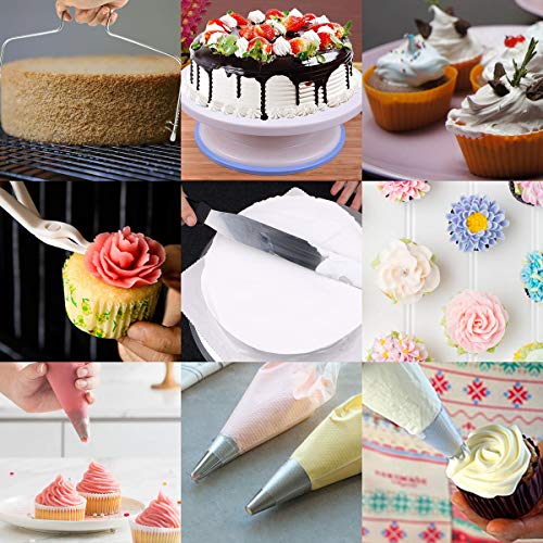 132 Pcs Cake Decorating Supplies kit with Turntable,48 Pcs Numbered Icing Tips and 3 Pcs Russian Piping Nozzles,12 Pcs Cupcake Moulds