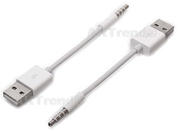 AKTrend® USB Kabel Ladekabel Ladegerät Netzteil Datenkabel 3,5 mm Klinkenstecker für Apple ipod Shuffle 1G 2G 3G 4G 1 Generat