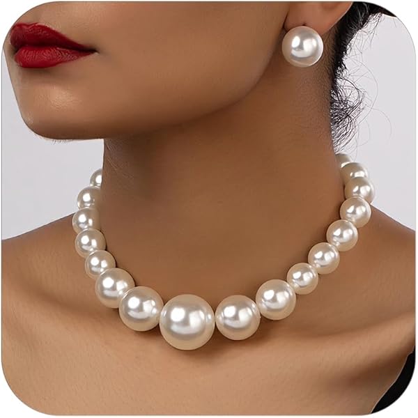 Amazon.com: Aimimier 1920s Vintage Big Faux Pearl Strand Amazon.com: Aimimier 1920s Vintage Big Faux Pearl Strand