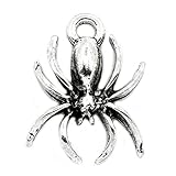 Housweety 50PCs Charm Pendants Spider Animal Silver Tone 18mmx14mm(6/8